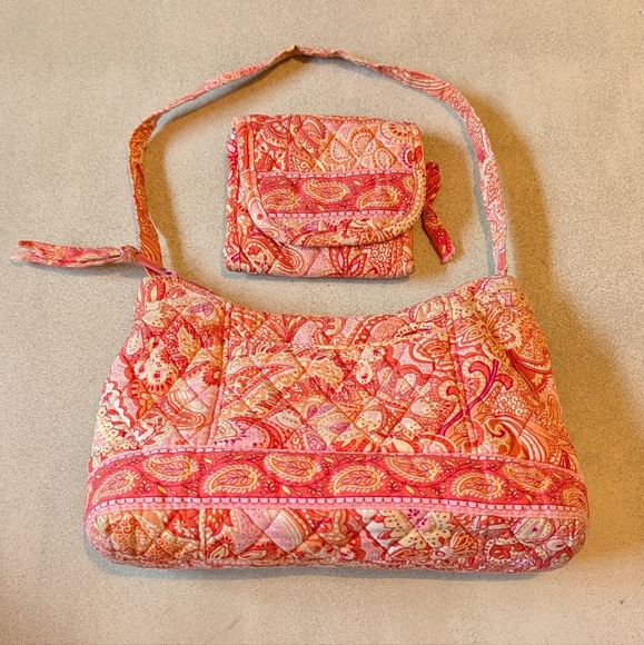 Vera Bradley Handbags - Vera Bradley Retired Sherbet Print Should Bag And Wallet